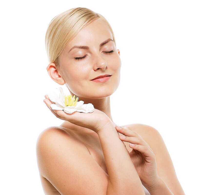 Skin Care Girl with flower