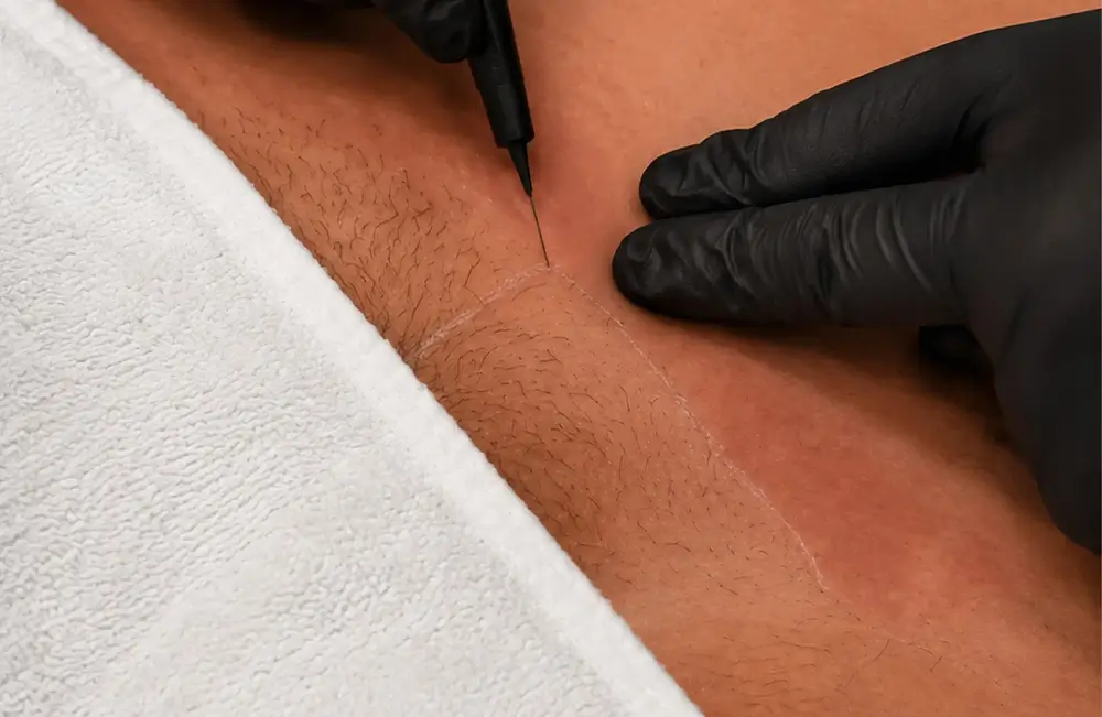 Board-certified nurse practitioner administering pain management before large volume electrolysis in Chicago